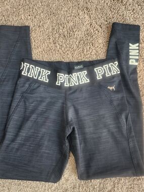 PINK Victoria's Secret Logo Waist Band Ultimate Leggings, Dark Heathered Gray, S